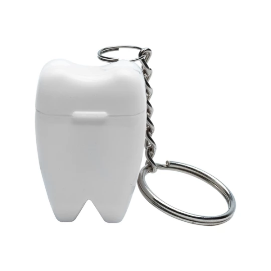 Brelok w kształcie ząbka z nicią dentystyczną, biały