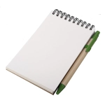 Notes z nadrukiem firmowym, Kraft 90x140/70k gładki z długopisem, zielony/beżowy