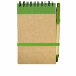 Notes z nadrukiem firmowym, Kraft 90x140/70k gładki z długopisem, zielony/beżowy