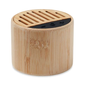 Bambusowy głośnik bezprzewodowy z logo firmy, Round lux