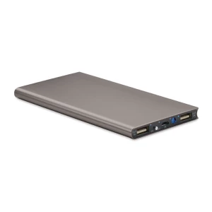 Powerbank z logo firmy, 8000mAh Powerflat, tytanowy