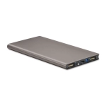 Powerbank z logo firmy, 8000mAh Powerflat, tytanowy