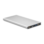 Powerbank z logo firmy, 8000mAh Powerflat, srebrny