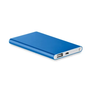 Reklamowy Powerbank 4000mAh Powerflat, grawer logo firmy, niebieski