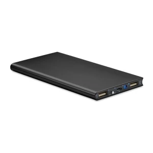 Powerbank z logo firmy, 8000mAh Powerflat, czarny