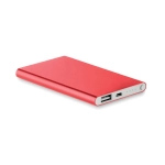Reklamowy Powerbank 4000mAh Powerflat, grawer logo firmy, czerwony