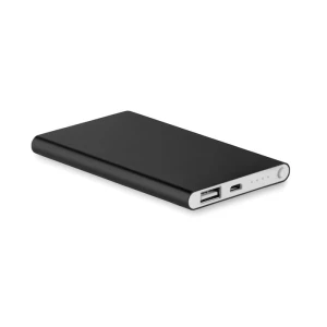 Reklamowy Powerbank 4000mAh Powerflat, grawer logo firmy, czarny