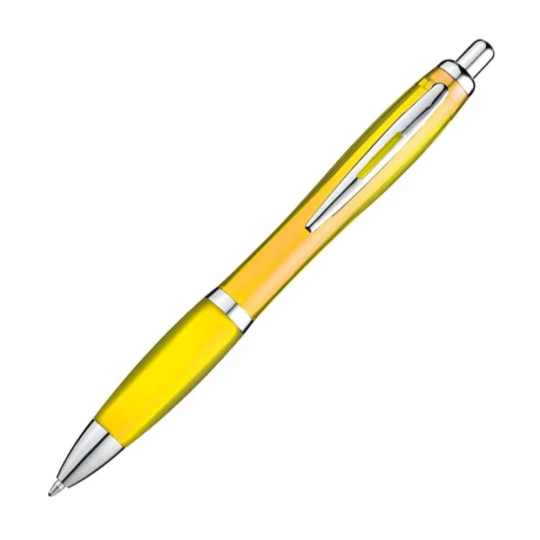 Długopis z nadrukiem logo, plastikowy, żółty