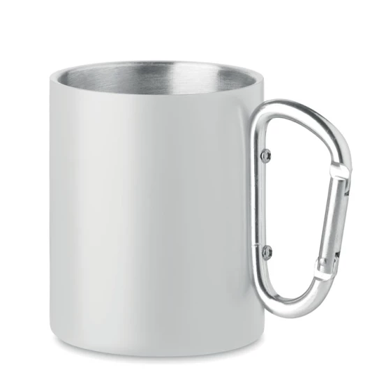 Metalowy dwuścienny kubek300ml Trumba, biały
