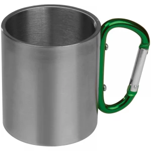 Metalowy kubek z karabińczykiem 180 ml - zielony