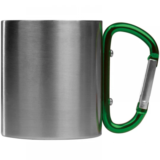 Metalowy kubek z karabińczykiem 180 ml - zielony