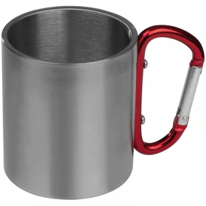 Metalowy kubek z karabińczykiem 180 ml - czerwony