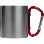 Metalowy kubek z karabińczykiem 180 ml - czerwony