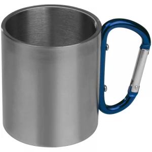 Metalowy kubek z karabińczykiem 180 ml - niebieski