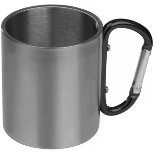 Metalowy kubek z karabińczykiem 180 ml - czarny