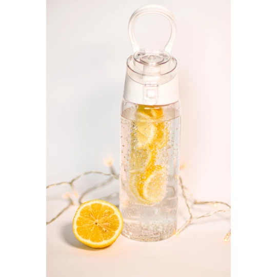 Bidon z logo Frutello 700 ml, biały/transparentny